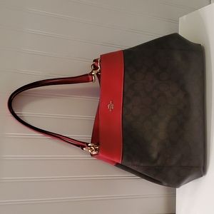 Coach Brown/Red w/gold hardware handbag